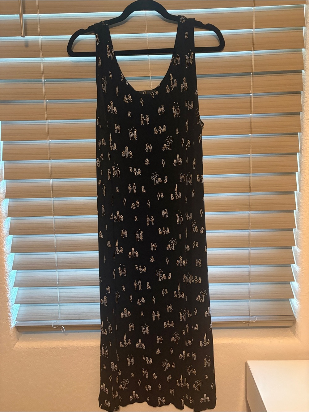Vintage Black Printed Sleeveless Maxi Dress